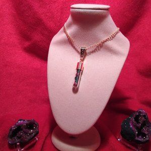 Gold Necklace with Red Jasper and Dark Green Aventurine